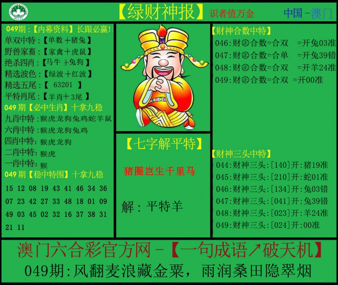 049期绿财神[图]