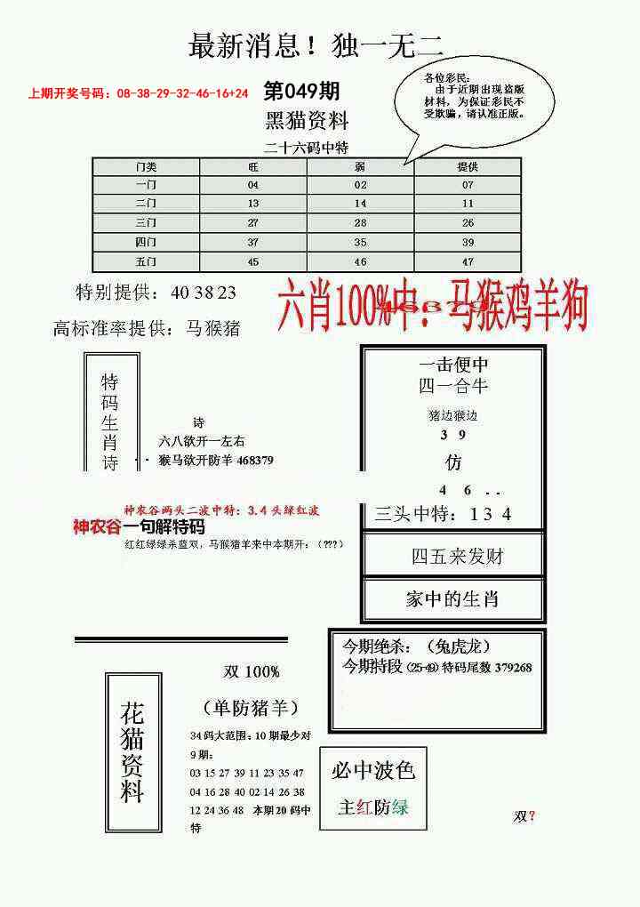 049期独一无二(正)[图]