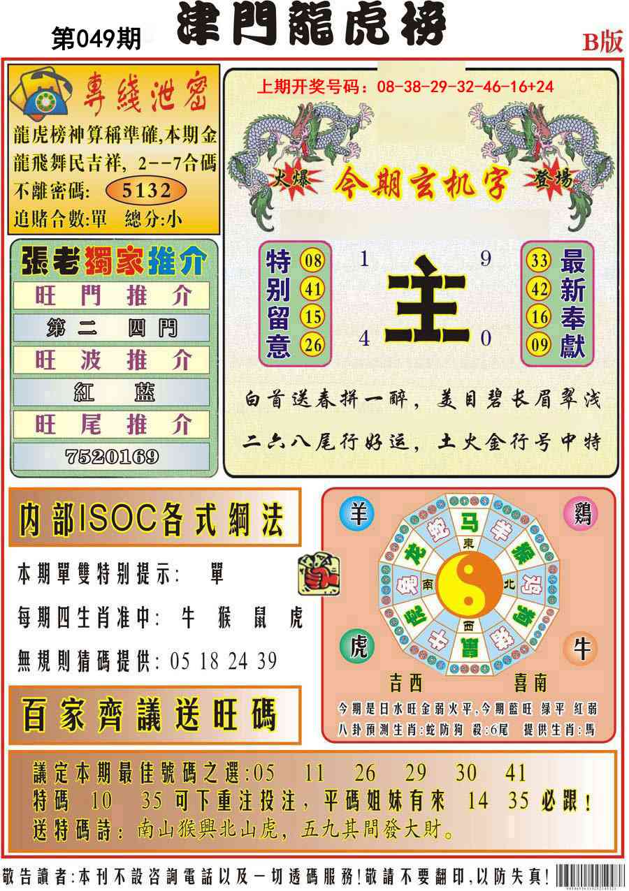 049期津门龙虎榜B[图]
